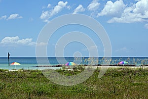 Three Beach Umbrellas