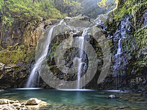 Three Bear Falls or Upper Waikuni Falls on the Road to Hana on M