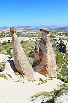 Three beauties of ÃœrgÃ¼p Cappadocia landscape Turkey