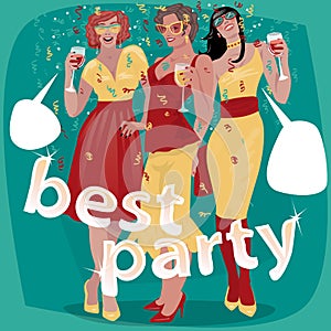 Three beautiful woman invited to party