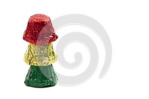 Three Bell Shaped Chocolate Candy on White Background