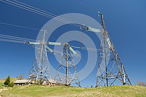 Three big electric power transmission towers