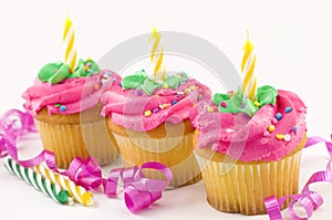 Three Birthday Cupcakes