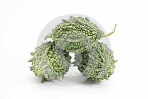 three Bitter melon on white studio background