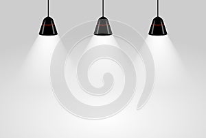 Black ceiling lamp. Vector.