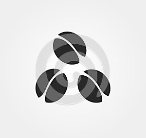 Three black coffee beans icon