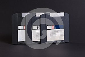 Three hundred megabyte floppy disks on a black background