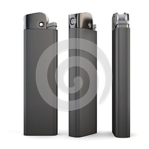 Three black lighter on white background. 3d rendering.