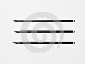 Three black pencils. 3d rendering