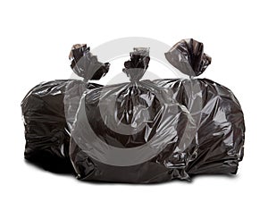 Three black rubbish bags photo