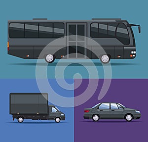 three black vehicles mockup