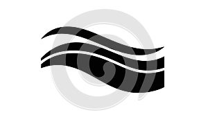 Three black wavy lines on a white background create an abstract design