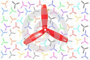 three bladed plastic propellers in various colors