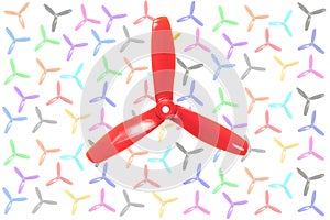 three bladed plastic propellers in various colors photo