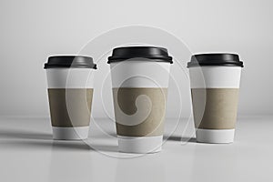 Three blank coffee cups