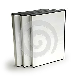 Three Blank DVD Cases Isolated on White Background