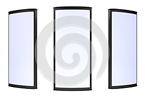 Three blank lightboxes on white background