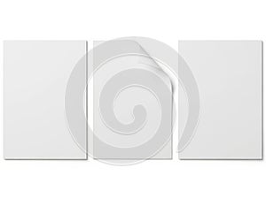 Three blank sheets of paper