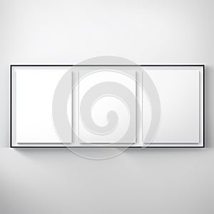 three blank white frames hanging on a wall