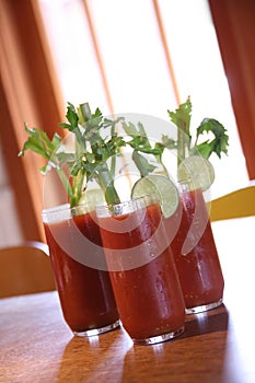 Three Bloody Mary Cocktail Drinks