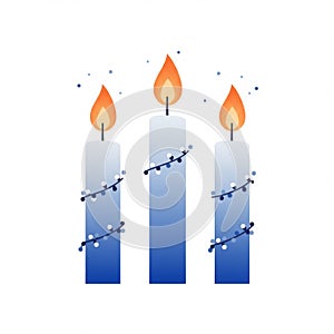 Three Blue Candles with White Accents