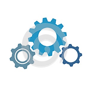 Three blue gears business symbol teamwork