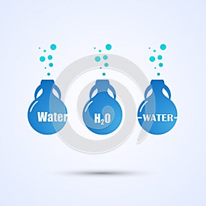 Three blue jugs of blue white background