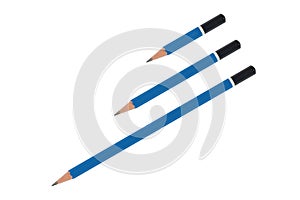 Three blue pencils