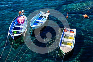 Three Boats Anchored near Riomaggiore
