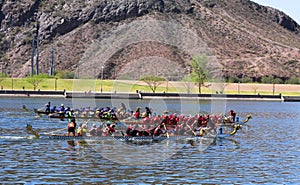 Three Boats Race During The Dragon Boat Festival