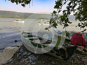 Three boats on the sea