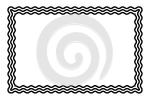 Three bold wavy lines forming a black rectangle shaped frame