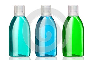 Three bottles of mouthwash
