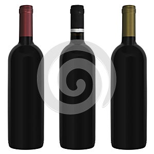 Three bottles red wine