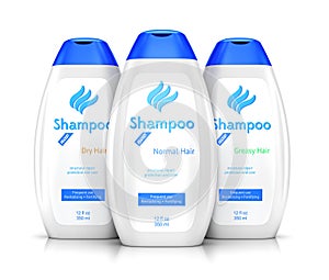 Three bottles of shampoo