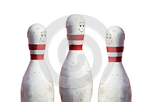 Three Bowling cone with white and red stripes