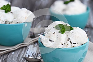 Three Bowls of Chocolate Chip Cookie Dough Ice Cream