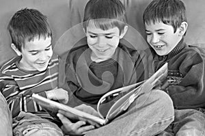 Three Boys Reading