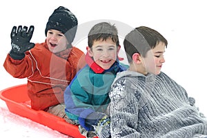 Three Boys Sledding