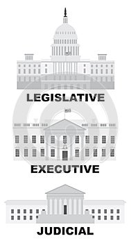 Three Branches of US Government Vector Illustration