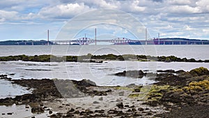 The three bridges over the Firth of Forth river, Edinburgh, Scotland