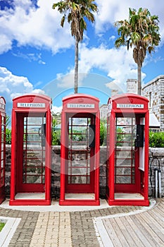 Three British Phone Booths on Bermuda