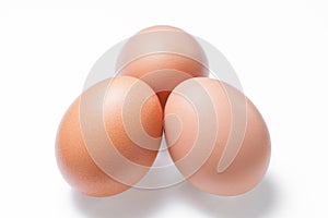 Three brown chicken egg