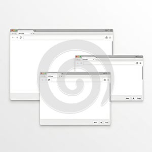 Three browser windows isolated on white background