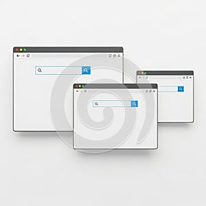 Three browser windows search icon isolated on white background