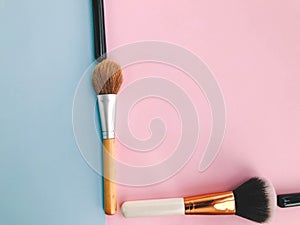 Three brushes to apply blush to the face. Women`s beauty and fashion, make-up, make-up, face