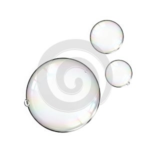 Three bubbles isolated on white background