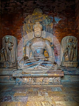 Three Buddha stone statue , famous Buddhist site