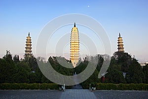 Three buddhist pagodas in Dali old city, Yunnan province, China