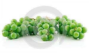 Three Bunches of Ripe Green Grapes Isolated